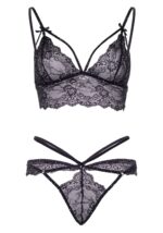 Еротичний комплект зі стрепами та стразами Leg Avenue Ready Or Not M Black, бра + стрінги - Зображення 5