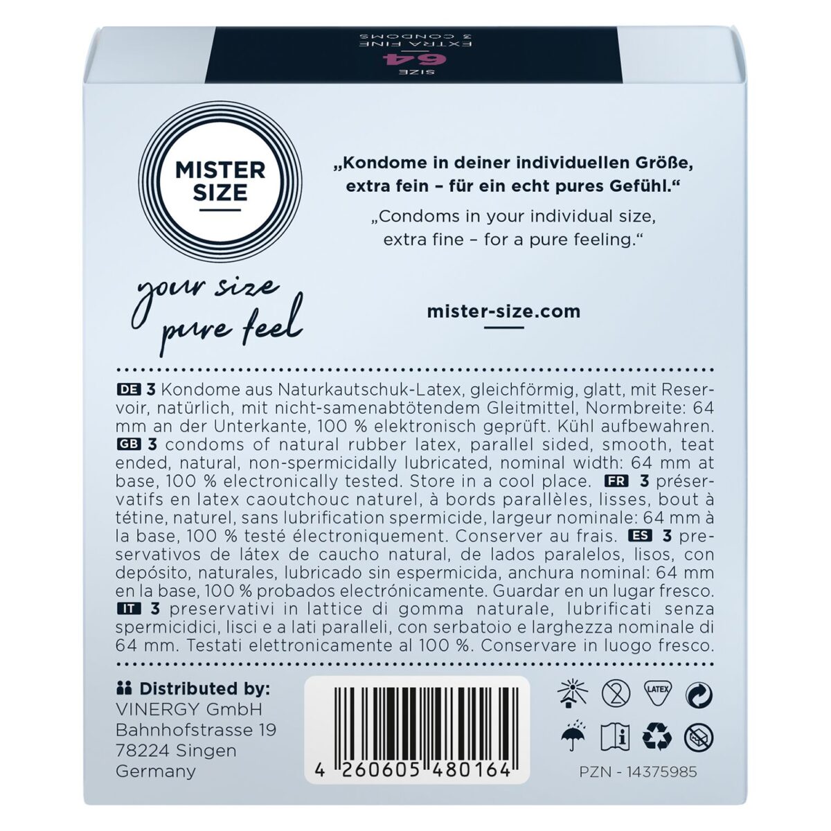 Презервативи Mister Size - pure feel - 64 (3 condoms), товщина 0,05 мм - Зображення 3