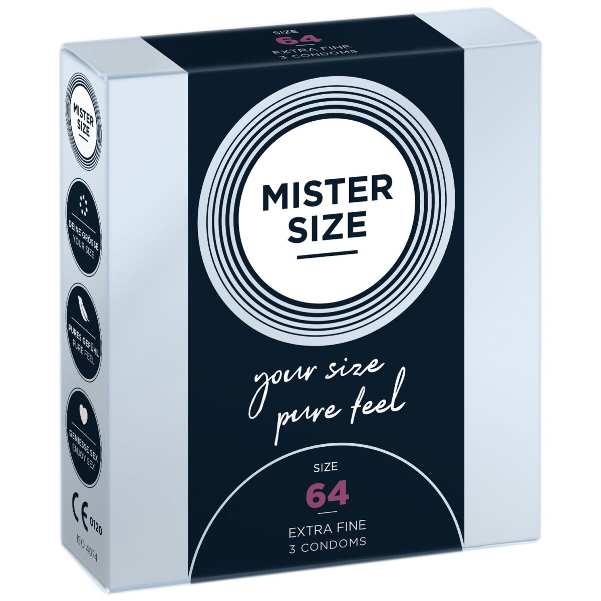 Презервативи Mister Size - pure feel - 64 (3 condoms), товщина 0,05 мм - Зображення 1