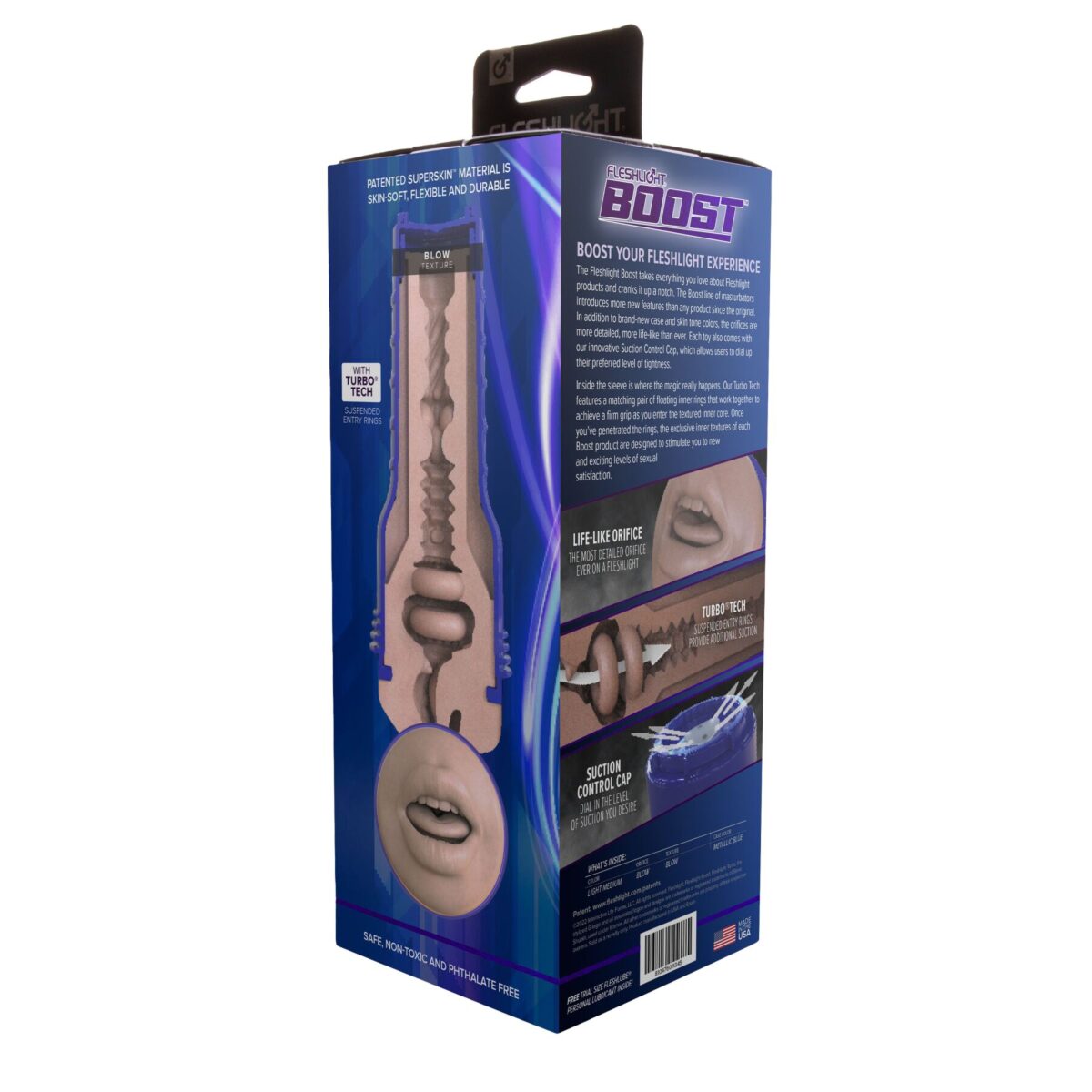 Мастурбатор-ротик Fleshlight Boost Blow Light Medium Flesh, плаваючі кільця Turbo Tech - Зображення 6