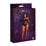 Сітчасте боді зі стразами Moonlight Plus Model 09 XL-XXXL Black, відкриті плечі - Зображення 5