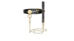 Розкішний нашийник з повідцем Zalo Collar & Leash Set Black, натуральна шкіра