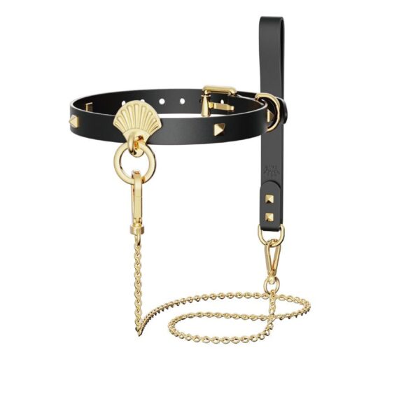 Розкішний нашийник з повідцем Zalo Collar & Leash Set Black, натуральна шкіра