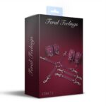Набір для БДСМ 3 в 1 Feral Feelings BDSM Kit 3 Burgundy, burgundy, наручники, поножі, хрестовина - Зображення 2