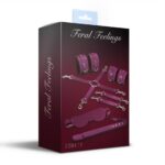 Набір Feral Feelings BDSM Kit 5 Burgundy, наручники, поножі, хрестовина, маска, падл - Зображення 2