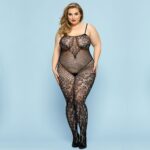 Відвертий бодістокінг JSY «Фатальна Скарлет» Plus Size, Black, імітація боді, мереживо, доступ