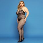 Сітчастий бодістокінг JSY «Відверта Мадлен» Plus Size, Black, імітація боді, мереживо, доступ - Зображення 3