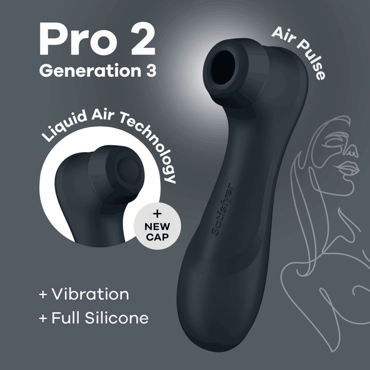 Вакуумний кліторальний стимулятор Satisfyer Pro 2 Generation 3 with Liquid Air Dark Grey - Зображення 1