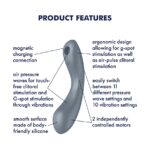 Вакуумний стимулятор з вібрацією Satisfyer Curvy Trinity 1 Bluegrey, іграшка 3в1 - Зображення 4