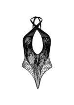 Мереживне тедді Leg Avenue Lace and net halter teddy One size Black, глибокий виріз, халтер - Зображення 7