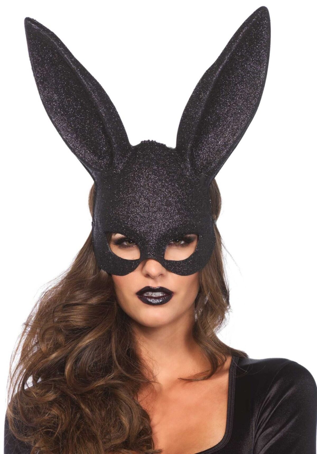 Блискуча маска кролика Leg Avenue Glitter masquerade rabbit mask Black - Зображення 1