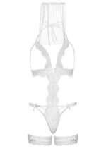 Костюм нареченої Leg Avenue G-string teddy, veil & garter One size White, з відкритими грудьми - Зображення 4