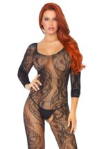 Бодістокінг Leg Avenue Swirl Lace Bodystocking One size Black, ажурна тканина, доступ