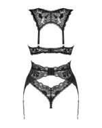 Комплект білизни Obsessive Donna Dream 3-pcs set XL/2XL Black, бюстгальтер, стрінги, пояс для панчіх - Зображення 4