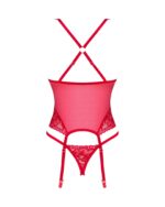 Прозорий корсет Obsessive Lacelove corset M/L Red, мереживо, підв’язки для панчіх - Зображення 4