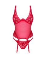 Прозорий корсет Obsessive Lacelove corset M/L Red, мереживо, підв’язки для панчіх - Зображення 3