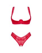 Комплект білизни Obsessive Lacelove cupless 2-pcs set M/L Red, відкритий доступ, відкриті груди - Зображення 3