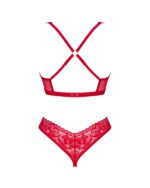 Комплект білизни Obsessive Lacelove cupless 2-pcs set M/L Red, відкритий доступ, відкриті груди - Зображення 4