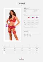 Комплект білизни Obsessive Lacelove cupless 3-pcs set XL/2XL Red, бюстгальтер, стрінги, пояс для пан - Зображення 5