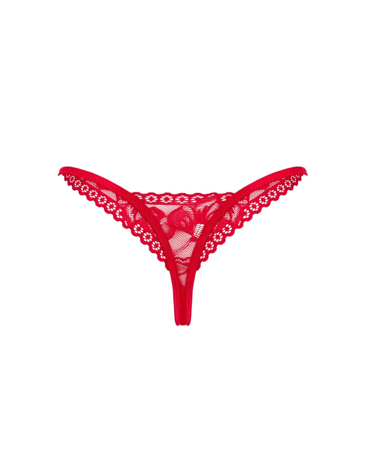 Мереживні стрінги Obsessive Lacelove thong XL/2XL Red, низька посадка - Зображення 4