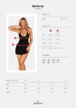 Сорочка Obsessive Selinne chemise & thong M/L Black, стрінги, подвійні бретелі - Зображення 5