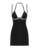 Сорочка Obsessive Selinne chemise & thong XL/2XL Black, стрінги, подвійні бретелі - Зображення 3