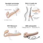 Безремінний страпон з вібрацією Strap-On-Me Vibrating Flesh M, діаметр 3,3см, пульт ДК, регульований - Зображення 3