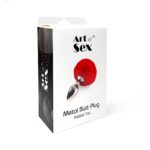 Металева анальна пробка М Art of Sex — Bunny Tails Butt plug, Білий - Зображення 4