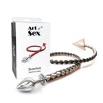 Металева анальна пробка L з диявольським хвостом Art of Sex - Succubus, екошкіра, чорний/золото - Зображення 4