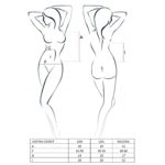Корсет з відкритими грудьми Passion JUSTINA CORSET L/XL black, трусики, шнурівка, напівпрозорий пажі - Зображення 5