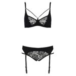 Комплект білизни Passion PAULINE SET L/XL, black, стрепи, ліф, стрінги і пояс для панчох - Зображення 5