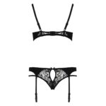 Комплект білизни Passion PAULINE SET L/XL, black, стрепи, ліф, стрінги і пояс для панчох - Зображення 6