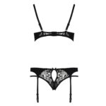 Комплект білизни Passion PAULINE SET S/M, black, стрепи, ліф, стрінги і пояс для панчох - Зображення 6