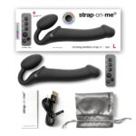 Безремінний страпон з вібрацією Strap-On-Me Vibrating Black L, діаметр 3,7см, пульт ДК, регульований - Зображення 5