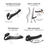 Безремінний страпон з вібрацією Strap-On-Me Vibrating Black L, діаметр 3,7см, пульт ДК, регульований - Зображення 3