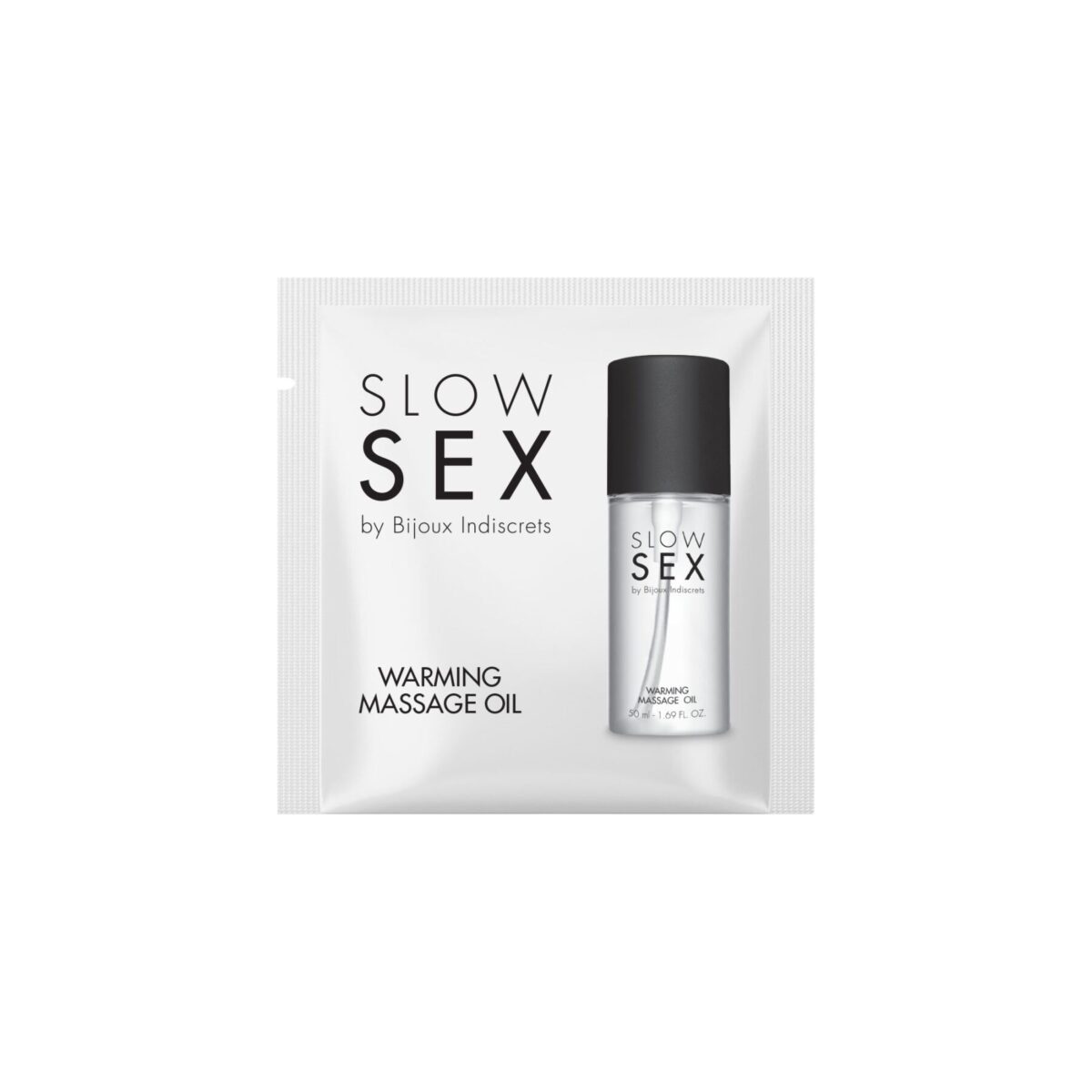 Пробник розігрівальної їстівної масажної олії Bijoux Indiscrets Slow Sex Warming massage oil - Зображення 1