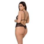 Боді Passion AMBERLY BODY 4XL/5XL black, асиметричний крій, мереживний ліф, золота нитка - Зображення 2