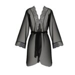 Пеньюар Passion AMBERLY PEIGNOIR 4XL/5XL, black, ажурні декольте та манжети, широкі рукави - Зображення 3