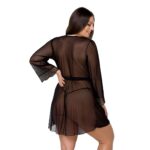 Пеньюар Passion AMBERLY PEIGNOIR 4XL/5XL, black, ажурні декольте та манжети, широкі рукави - Зображення 2