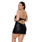 Мінісукня з екошкіри Passion CELINE CHEMISE 4XL/5XL, black, шнурівка, трусики в комплекті - Зображення 2