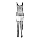 Бодістокінг Passion ECO BS001 One Size black, з доступом, імітація підв’язок, флористичний декор - Зображення 3