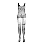 Бодістокінг Passion ECO BS001 One Size white, з доступом, імітація підв’язок, флористичний декор - Зображення 3