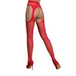 Еротичні колготки-бодістокінг Passion ECO S002 red, з доступом, геометричне плетіння - Зображення 2