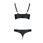 Комплект з екошкіри Passion MALWIA BIKINI 4XL/5XL black, з люверсами та ремінцями, бра, трусики - Зображення 4