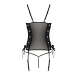 Сітчастий корсет з екошкіри Passion MALWIA CORSET 4XL/5XL black, з люверсами та знімними пажами - Зображення 4