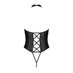 Боді з екошкіри Passion NANCY BODY 4XL/5XL black, з імітацією шнурівки та відкритим доступом - Зображення 4