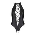 Боді з екошкіри Passion NANCY BODY 4XL/5XL black, з імітацією шнурівки та відкритим доступом - Зображення 3
