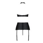 Комплект з екошкіри Passion NANCY SET 4XL/5XL black, імітація шнурівки, топ, пояс для панчіх - Зображення 4