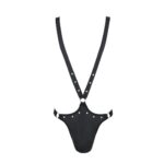 Чоловіче боді з люверсами Passion 028 HARRY XXL/XXXL Black, екошкіра, на шлейках - Зображення 5