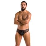 Чоловічі труси зі шнурівкою Passion 035 SLIP RICHARD S/M Black, екошкіра, сітка - Зображення 3